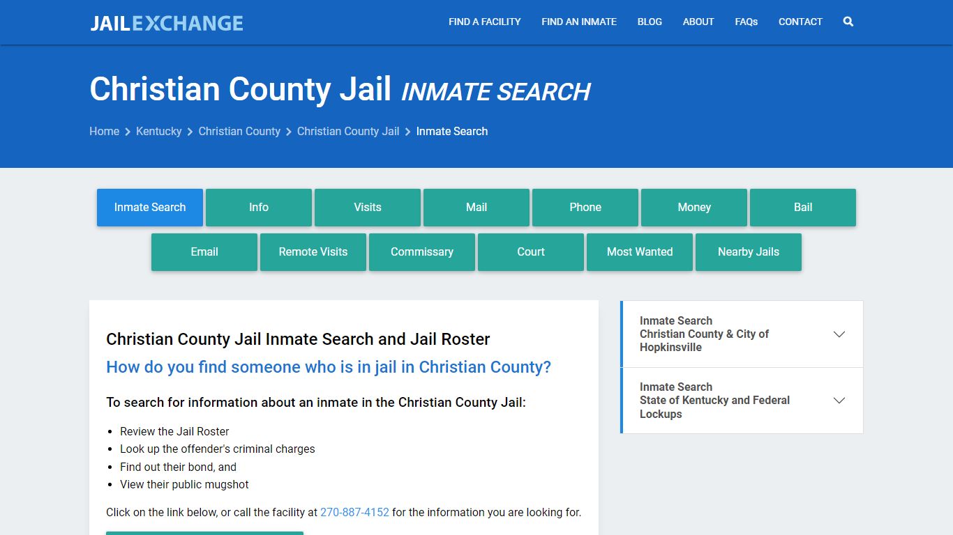 Inmate Search: Roster & Mugshots - Christian County Jail, KY